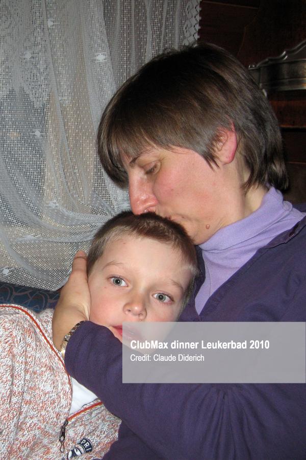 Anna Biamonte and her son at the ClubMax dinner at the restaurant Alpina in Leukerbad, Switzerland on February 20, 2010 (© 2010 Claude Diderich)