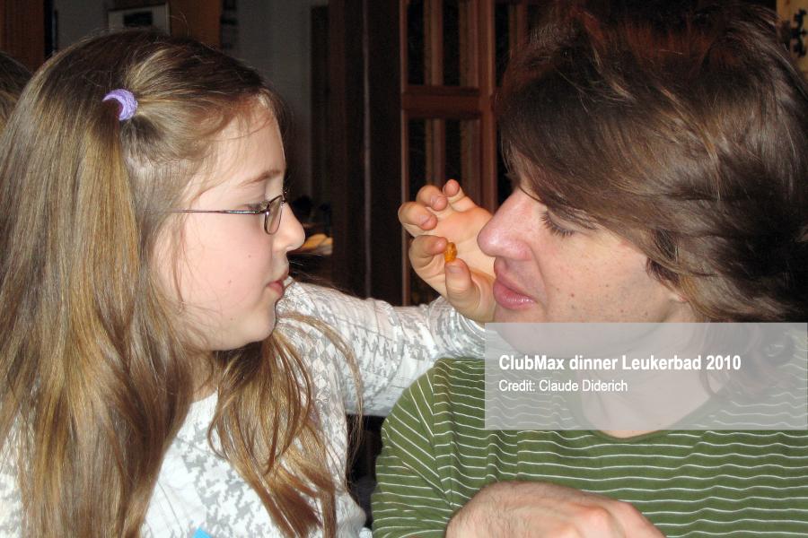 Julien Reichel and his daughter at the ClubMax dinner at the restaurant Alpina in Leukerbad, Switzerland on February 20, 2010 (© 2010 Claude Diderich)